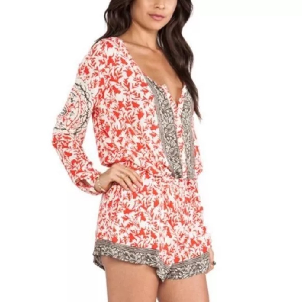 Free People Red and White Floral Romper